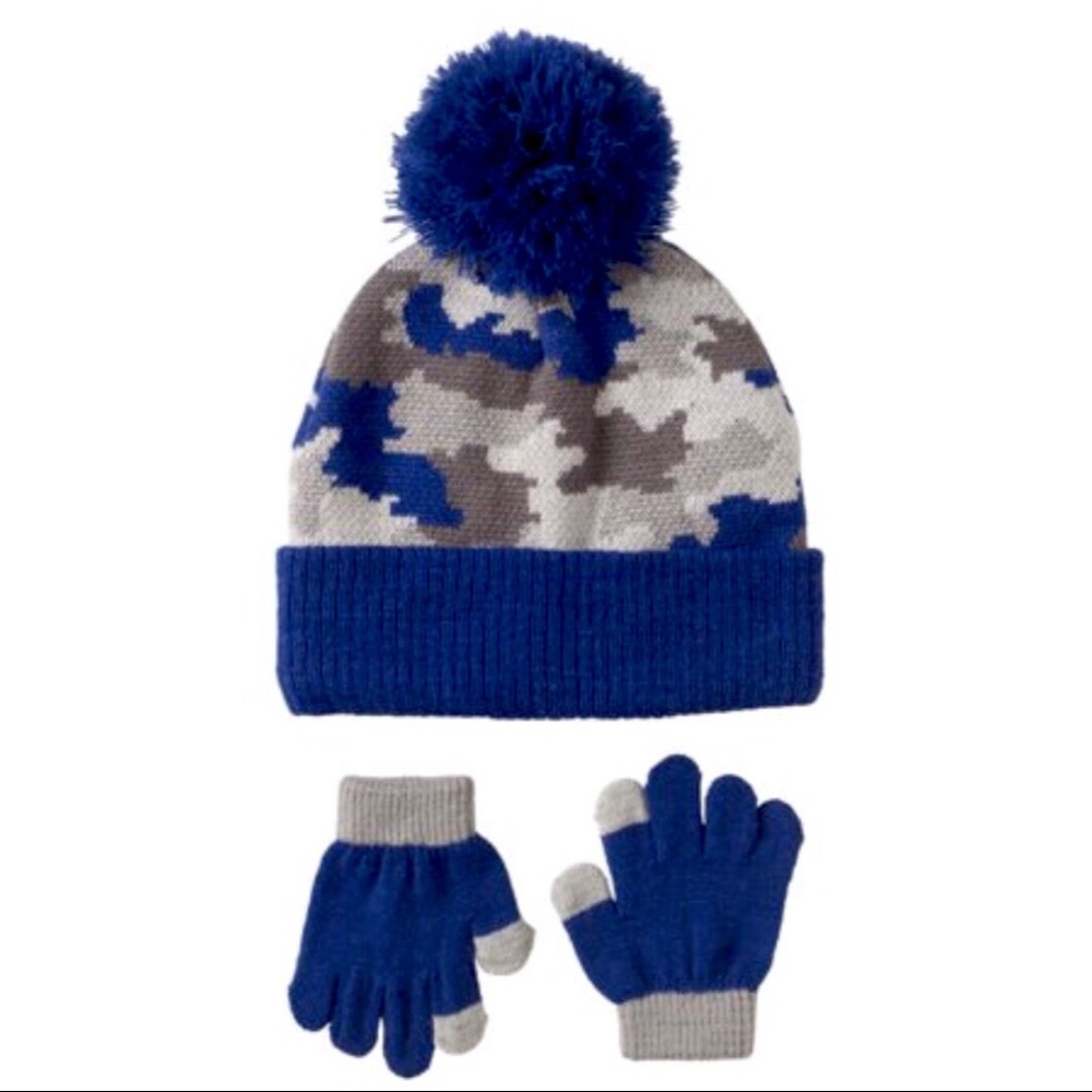 Camouflage Hat & Touch Friendly Glove Set - Boys